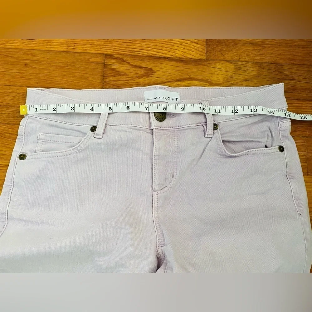 Loft Powder Pink Jeans Modern Skinny Raw Split Hem Stretch Size 0 / 25